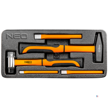 neo hammer and cold chisel set 5 pieces, insert tray, cold chisel 10