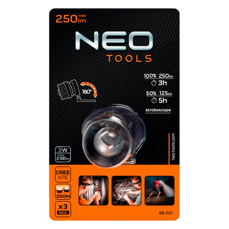 Neo inspektionslampa 250 lum 3w max 250lm