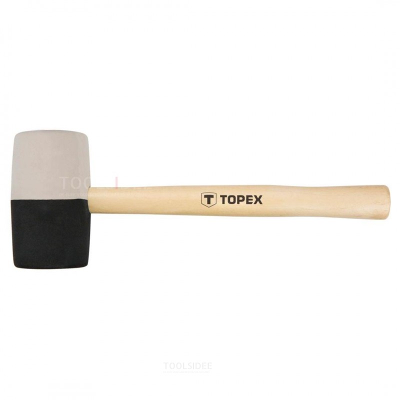 TOPEX rubber hamer 680gr zwart/wit 63mm doorsnee