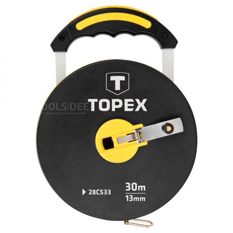 Topex landmåler 100 mtr fiberglas 13mm bånd