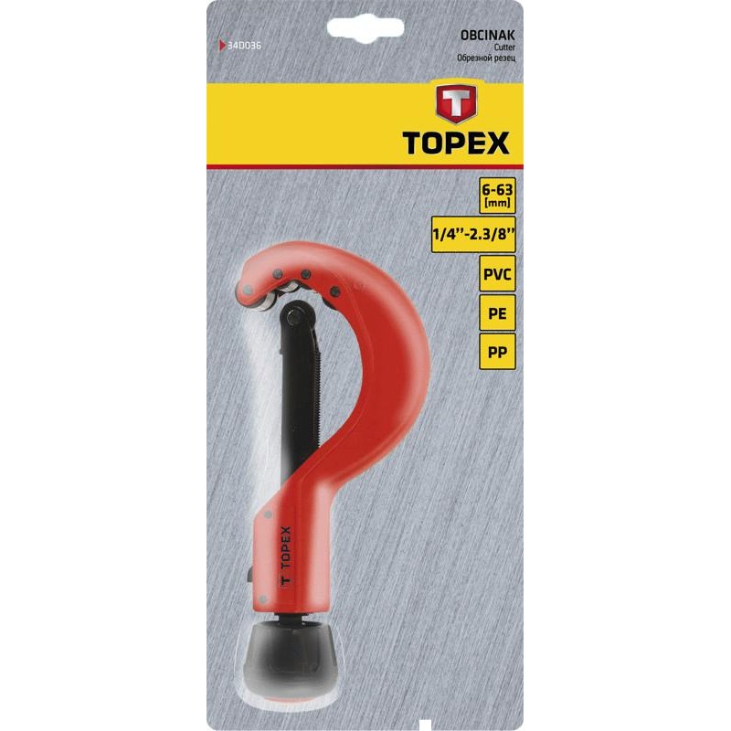 TOPEX cortatubos 6-63mm adecuado para Cu-Al-PE-PVC-PP