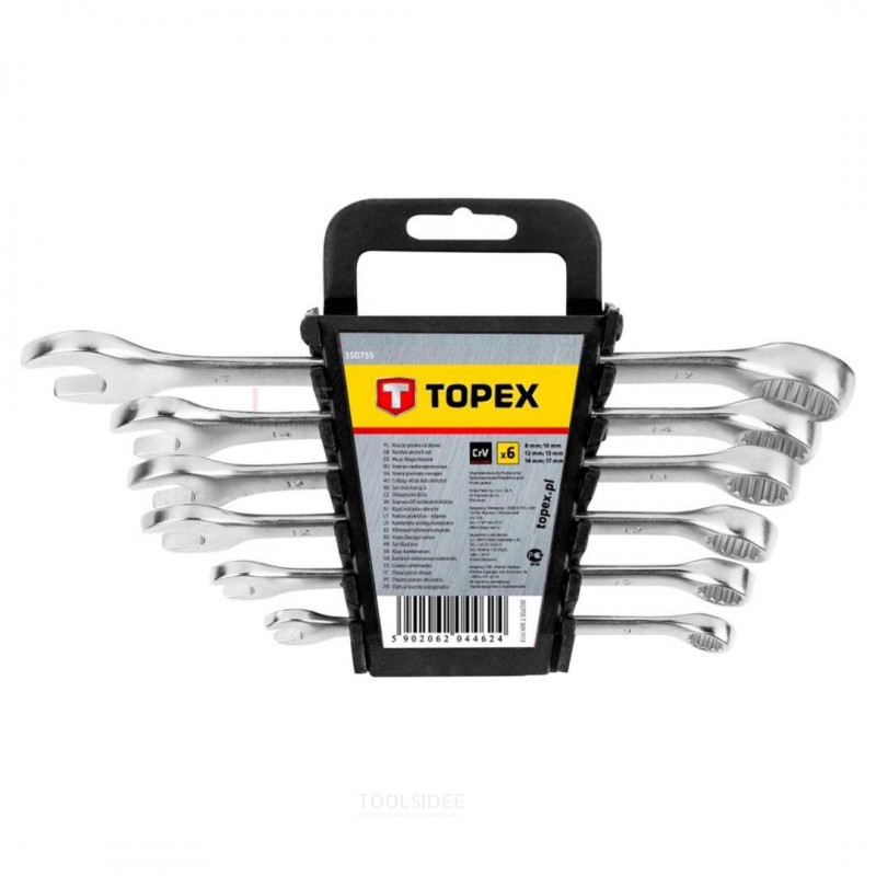 TOPEX ring / åpent nøkkel sett 8-17mm 6 stk