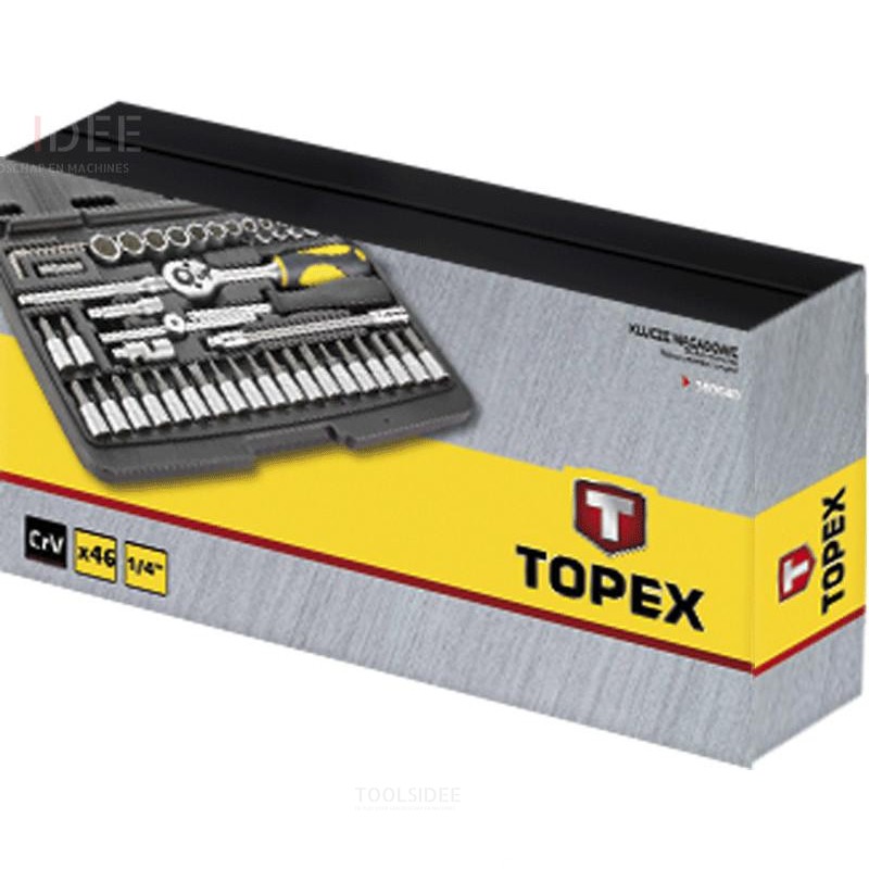 Topex-Steckschlüsselsatz 1/4 ', 46-teiliger Crv-Stahl