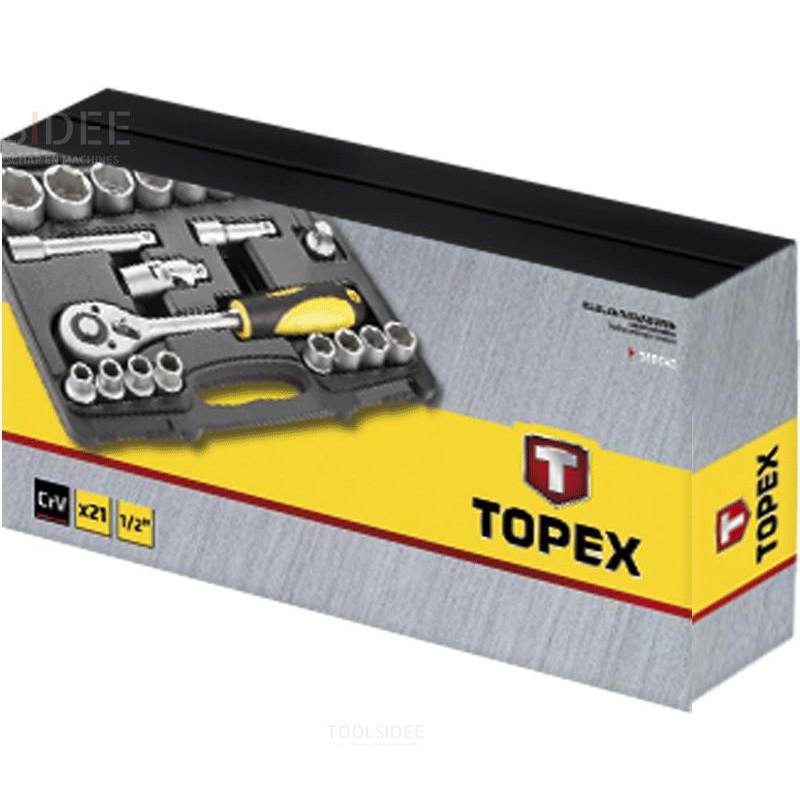 Topex-Steckschlüsselsatz 1/2 ', 21-teiliger Crv-Stahl