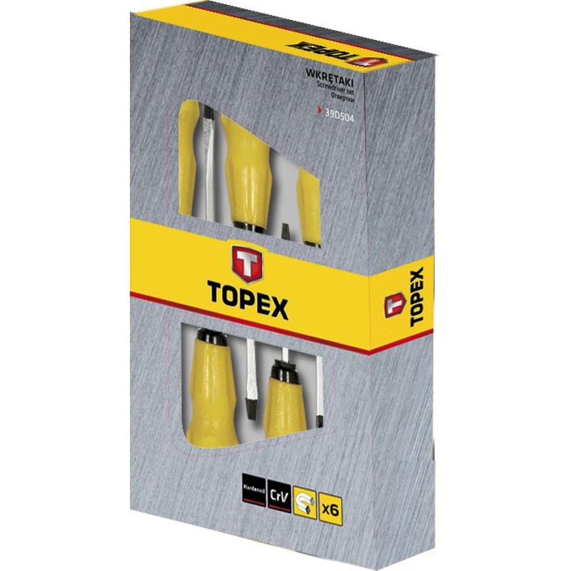 TOPEX screwdriverset 6dlg resistente al impacto endurecida