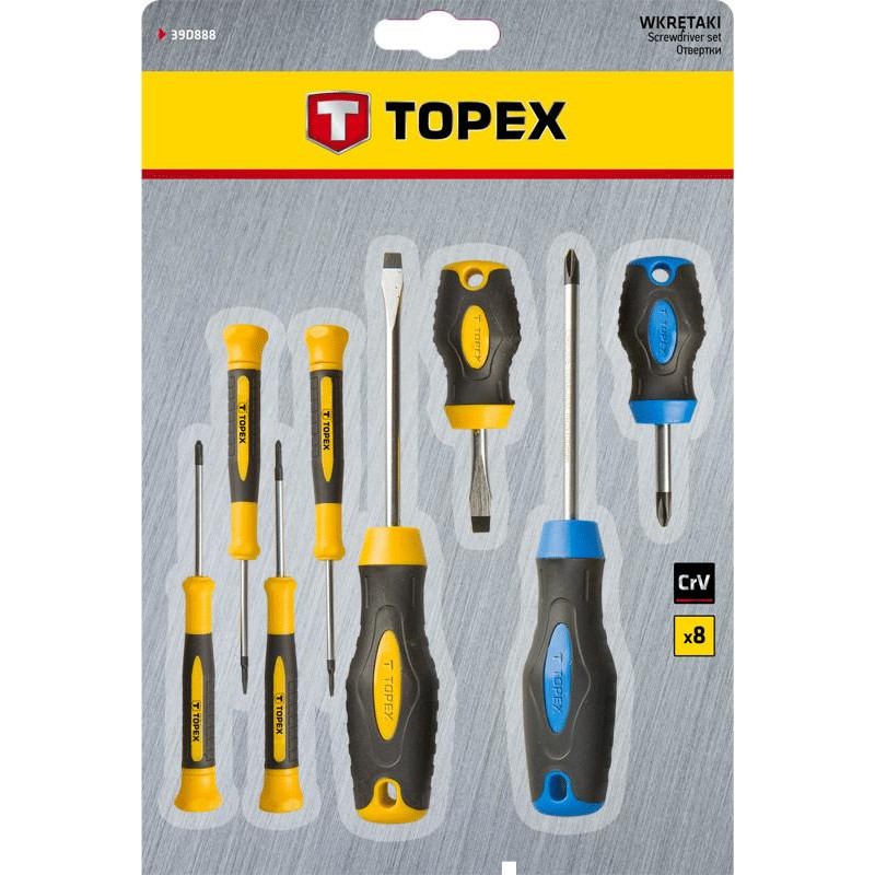 TOPEX screwdriverset 8pcs punta endurecida adicional