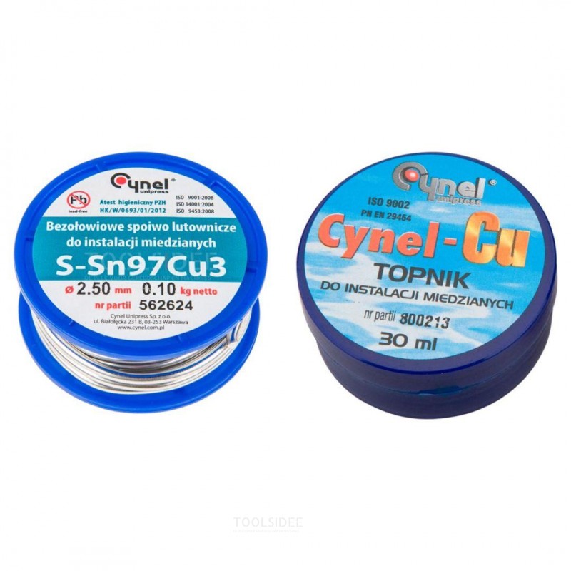 TOPEX cynel soldeerset, tin 2,5mm +100gr soldeerpasta sn97%
