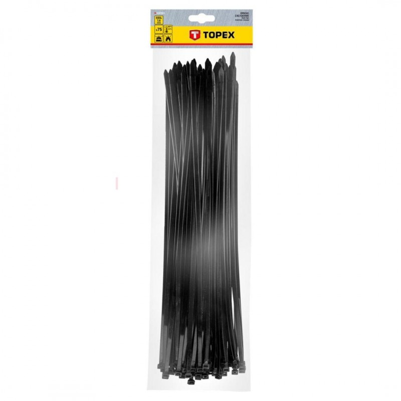 atadura de cables TOPEX 7,6 x 500 mm negro 75 piezas
