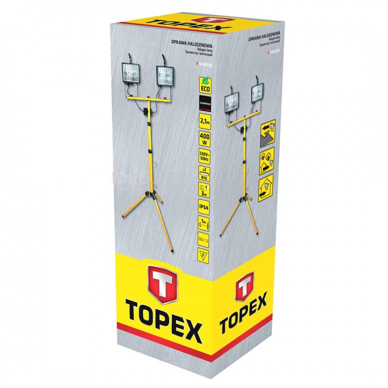 topex lampe de chantier trépied 500w double ip 54