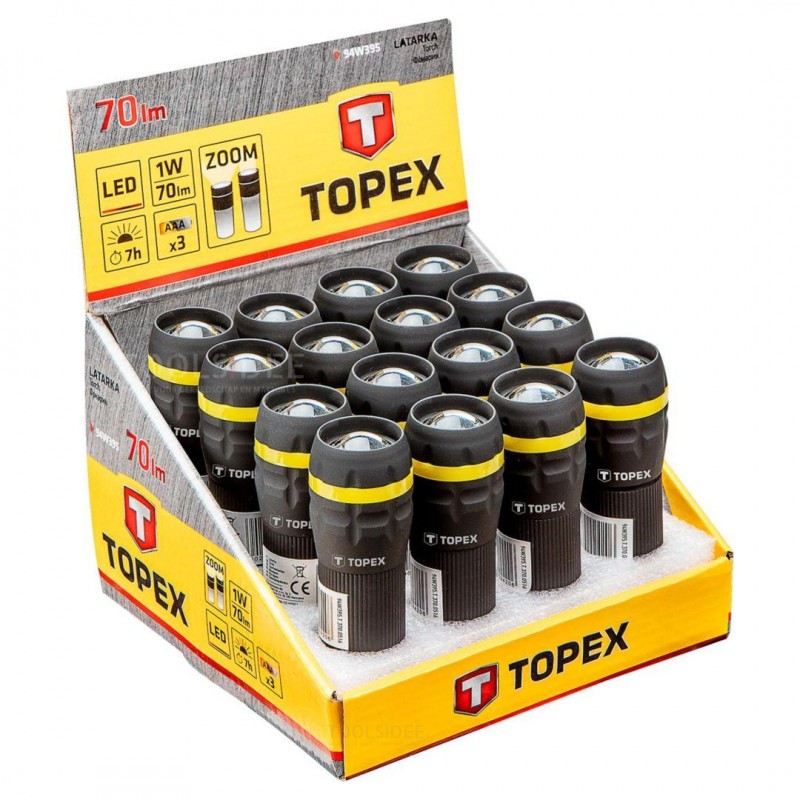 torcia led topex display 16x articolo 94w395 in espositore da banco