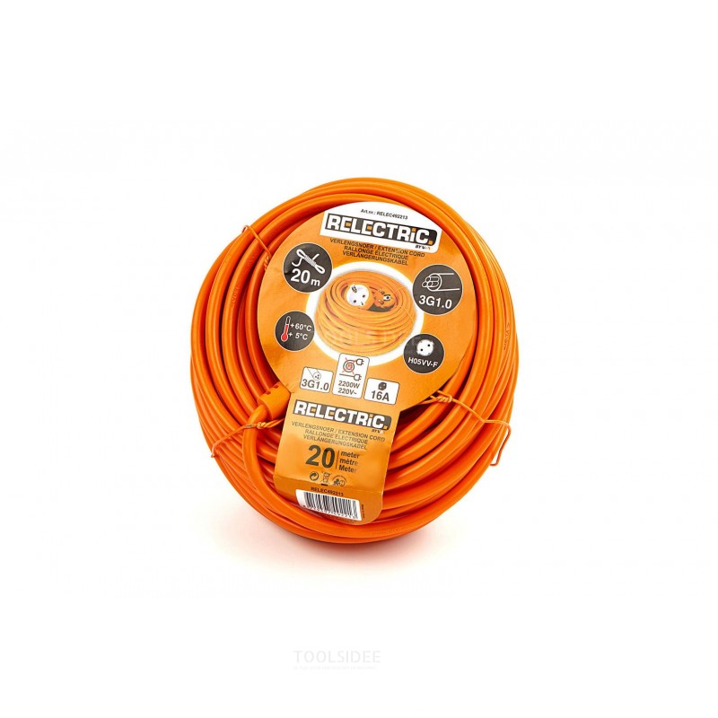 relectric 20 meter extension cord orange 3 x 1.0 mm