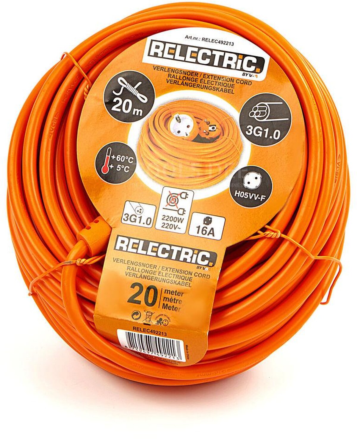 Relectric 20 Meter Verlengsnoer Oranje 3 x 1,0 mm