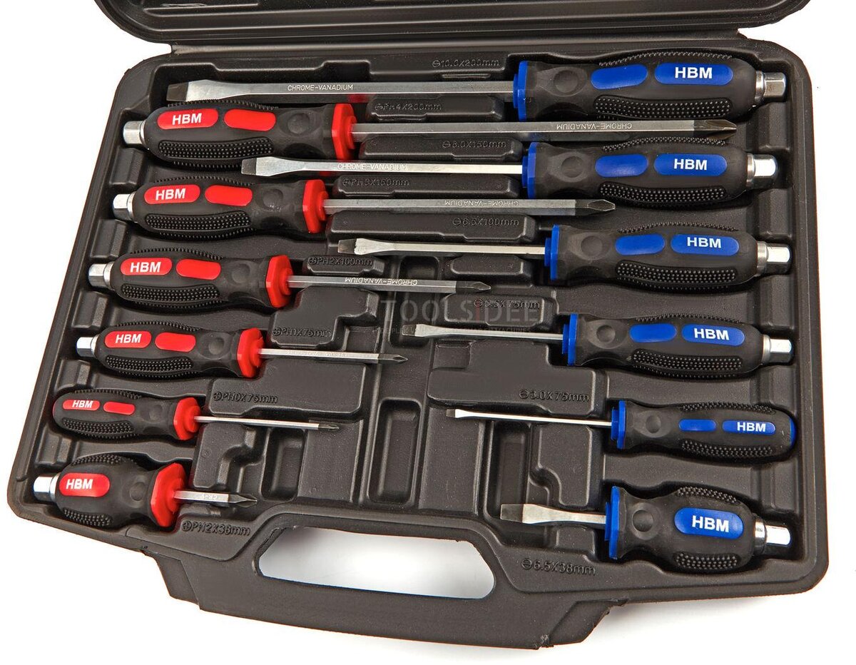 HBM profi 12-piece impact-resistant screwdriver set