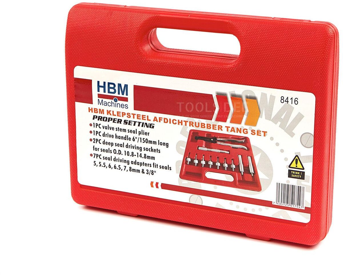HBM Klepsteel Afdichtrubber Tang Set