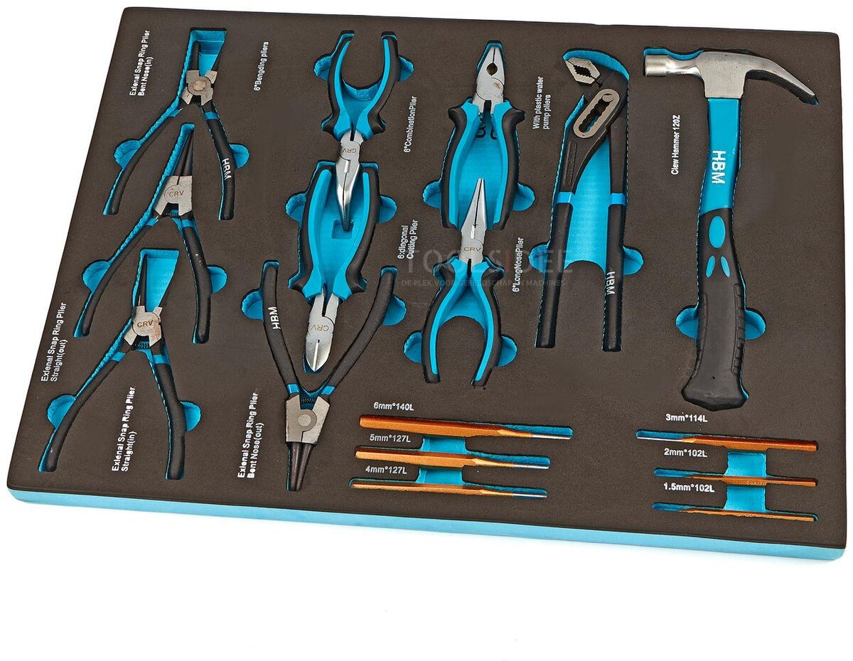 Hbm 16-deligt værktøjsskumindlæg til værktøjsvogn Hbm 16-deligt værktøjsskumindlæg til værktøjsvogn