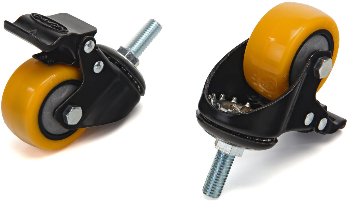 HBM Profi 50 mm. Dreiehjul med gjenget ende og brems