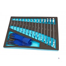 HBM 16-piece ring, ratchet, open-ended spanner set for tool trolley