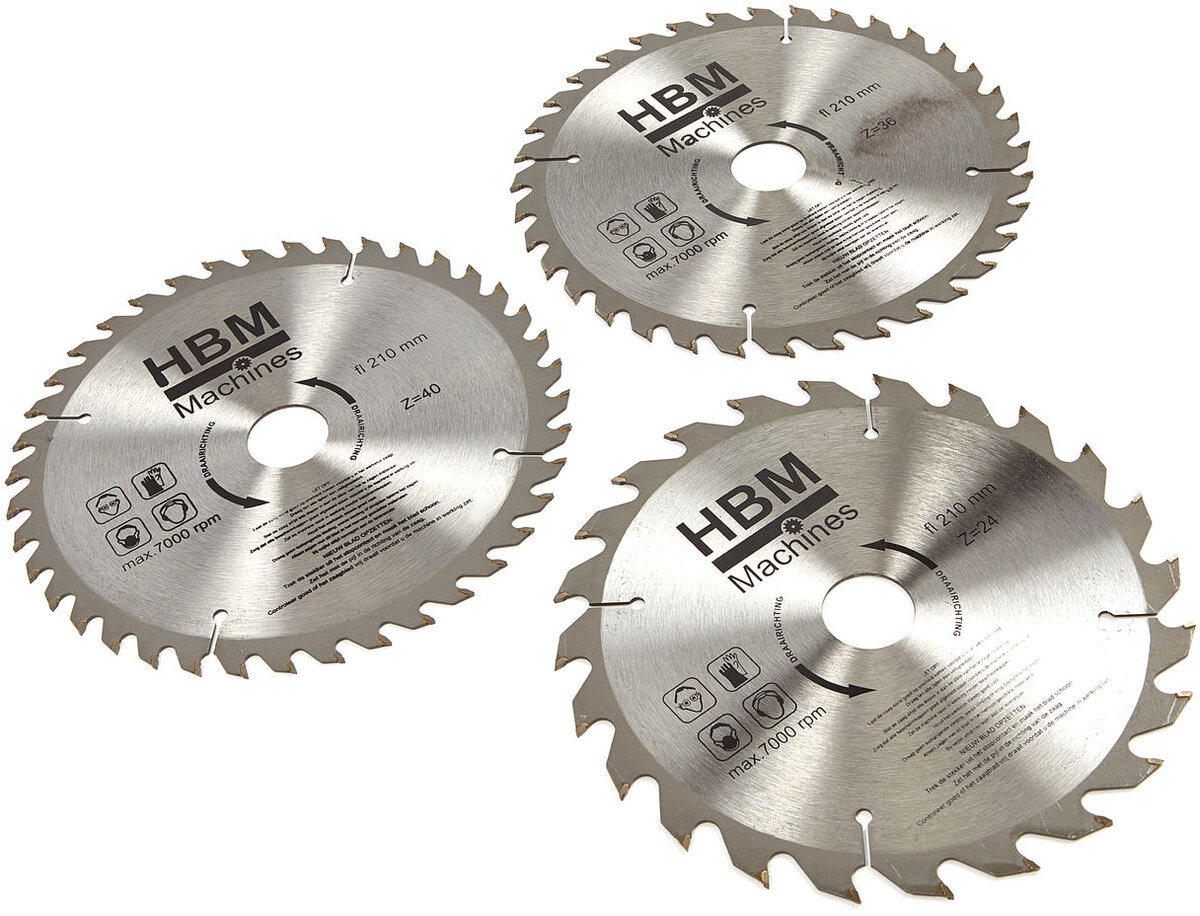 HBM 210 mm. Cirkelzaagbladen voor Hout.