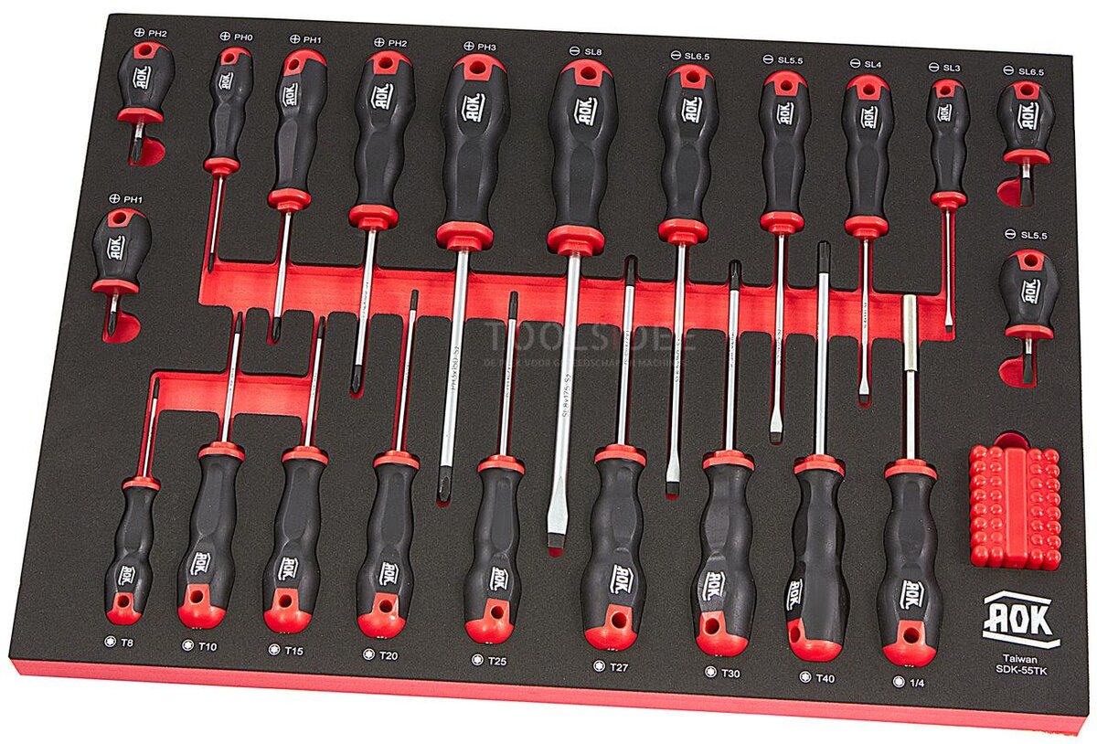 AOK Professional 55 Piece Skrutrekker Set Skum Inlay