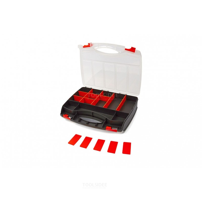 HBM professional assortment box double-sided 37 x 31 x 8 cm. with 21 compartments and 10 bins