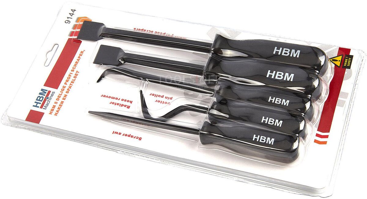 HBM 5-teiliges Profi-Dichtungsschaber-, Haken- und Spachtelset