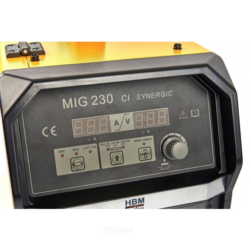 Synergetisches MIG-Schweißgerät 230 CI von HBM mit Digitalanzeige und IGBT-Technologie