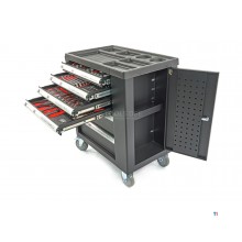 Chariot à outils HBM Premium rempli avec porte - 154 pièces Chariot à outils HBM Premium rempli avec porte - 154 pièces
