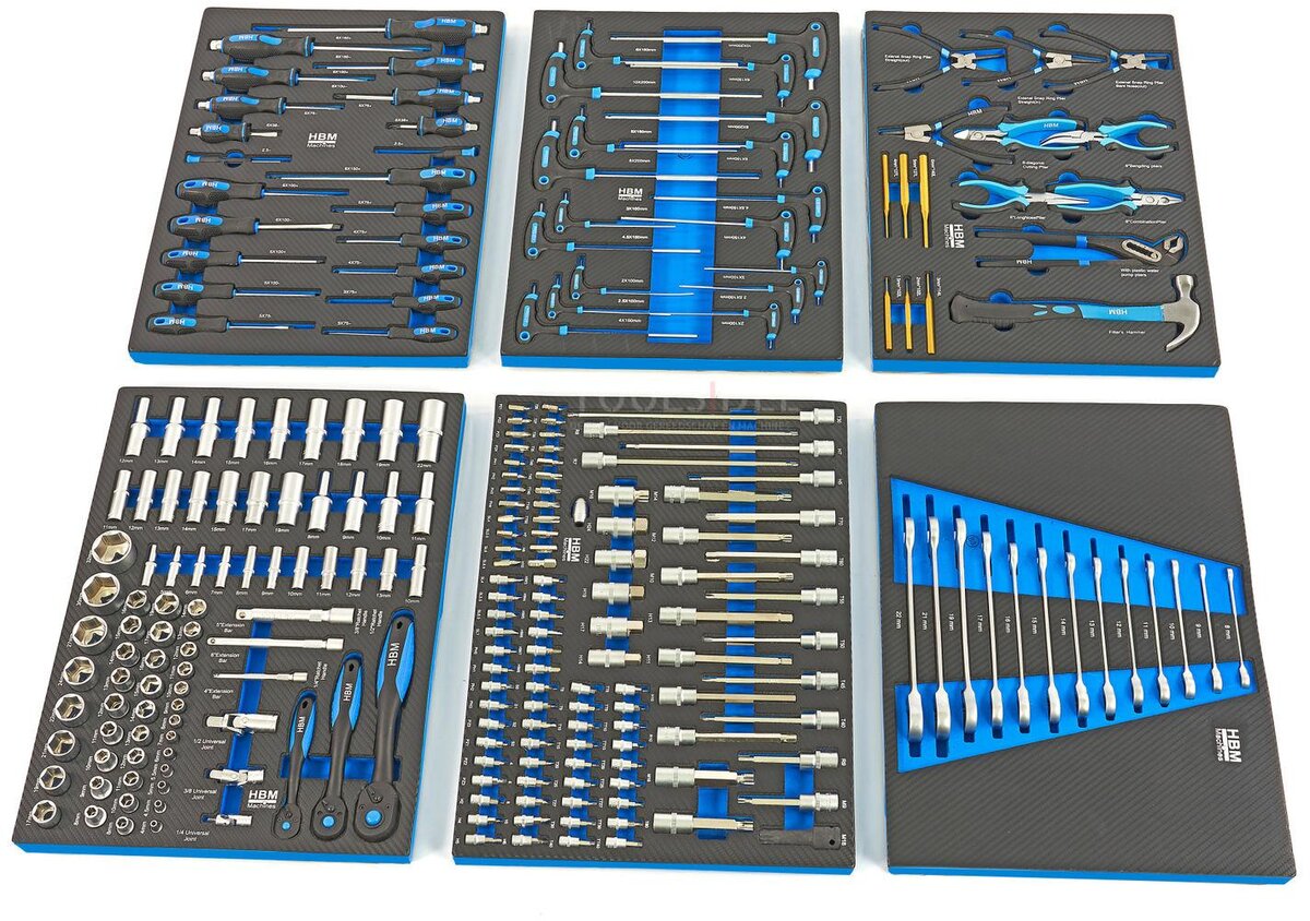 HBM 245 Piece Premium Filled Tool Trolley With Door and Carbon Inlays HBM 245 Piece Premium Filled Tool Trolley With Door and Carbon Inlays