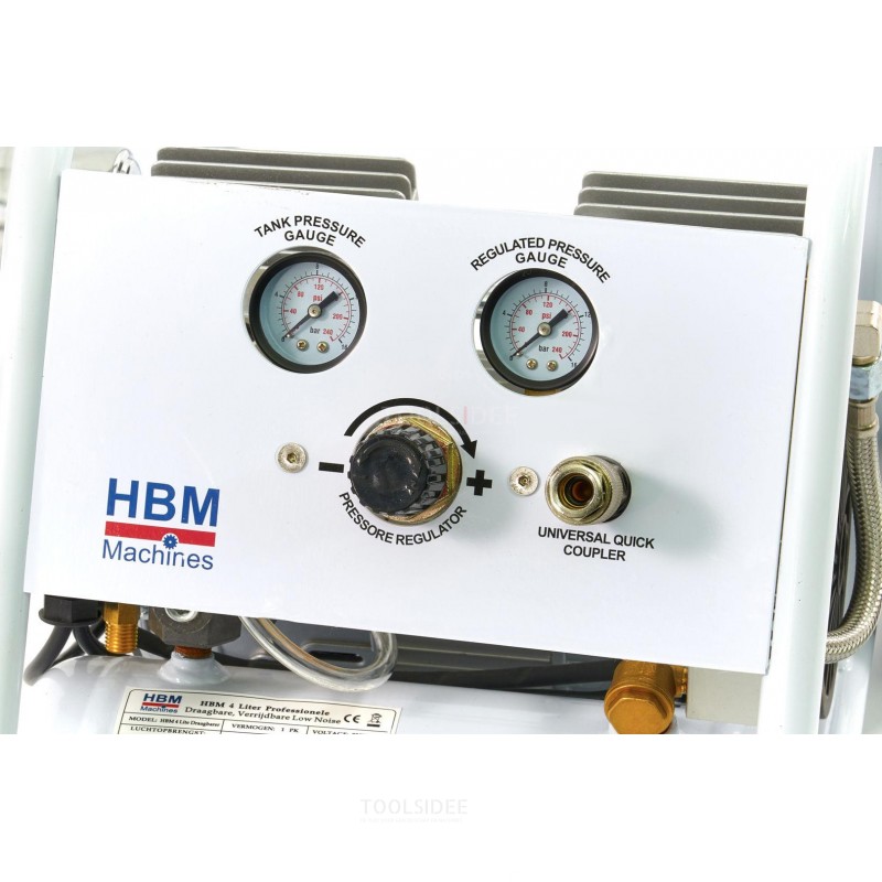 HBM 4 liter professional portable, mobile low noise compressor