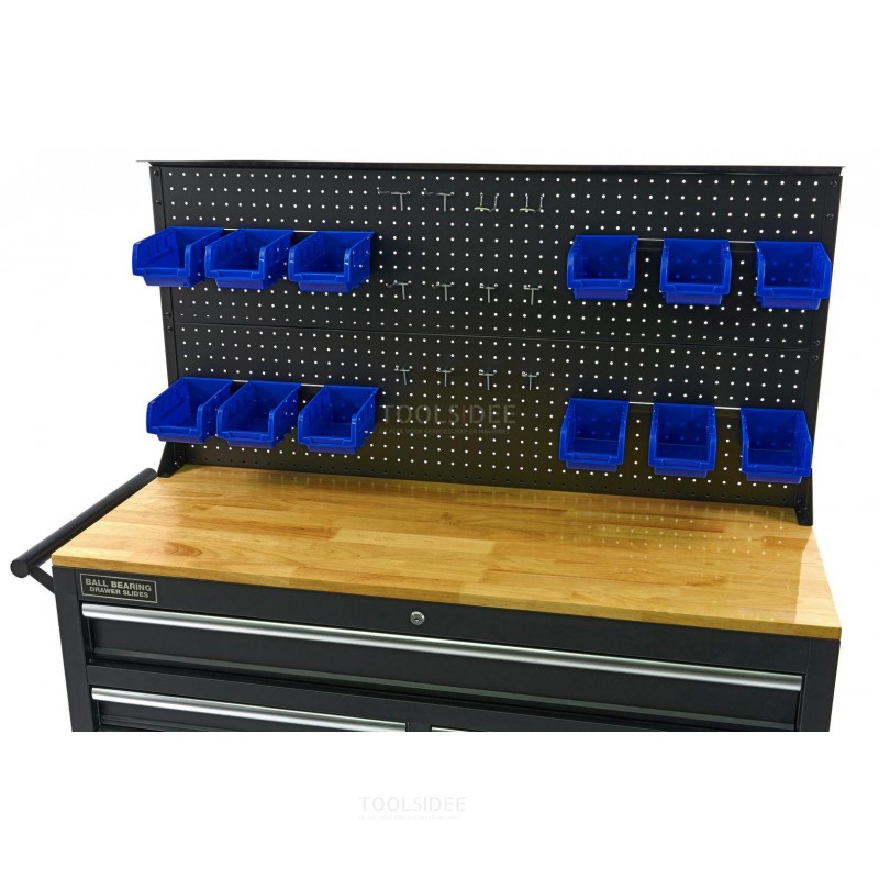 HBM back wall with 12 trays and 12 hooks for the HBM 117 cm mobile tool trolley black
