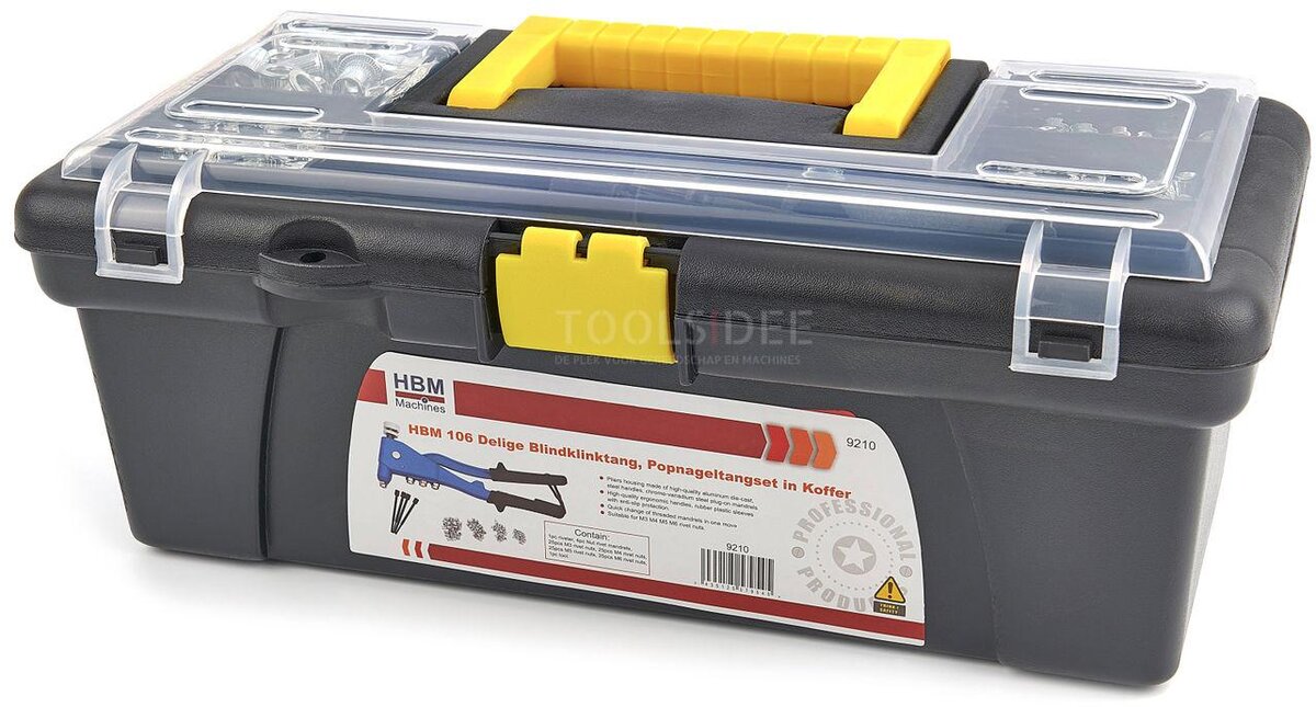 HBM 106 Piece Blind Riveter Set i Case M3 - M6