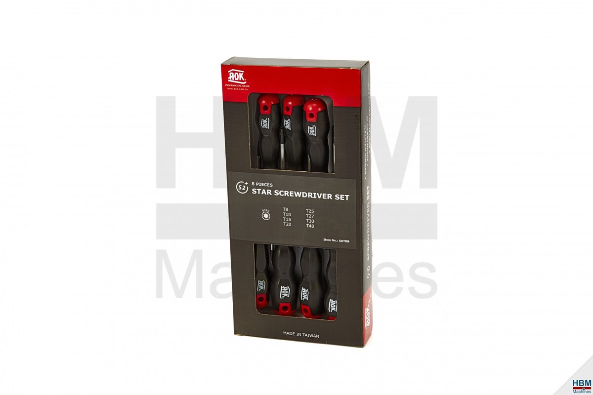 AOK 8 stykke profesjonell skruetrekker sett Torx AOK 8 stykke profesjonell skruetrekker sett Torx