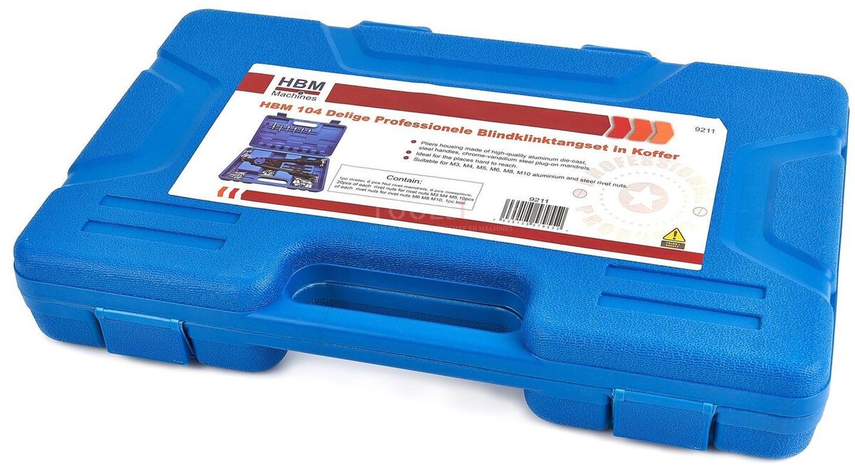 HBM 104 Piece Professional Blind Riveter Set i koffert