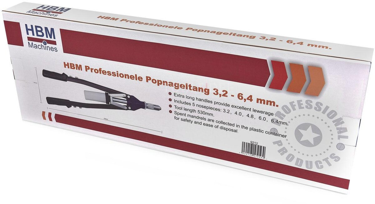 HBM Professionele Popnageltang 3,2 - 6,4 mm.