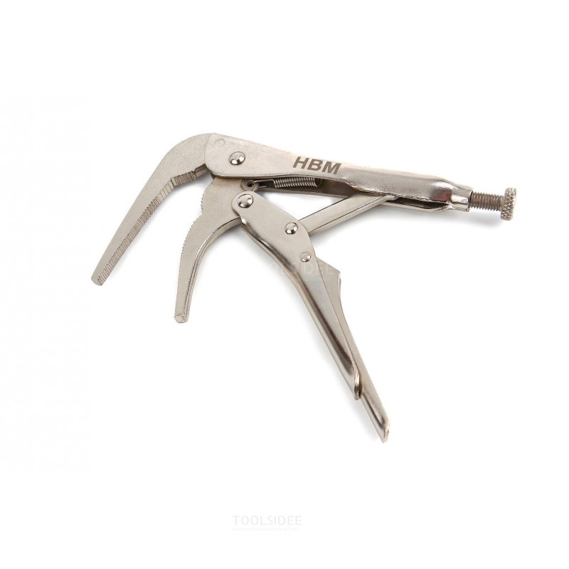 HBM 180 mm angled locking pliers with long jaws