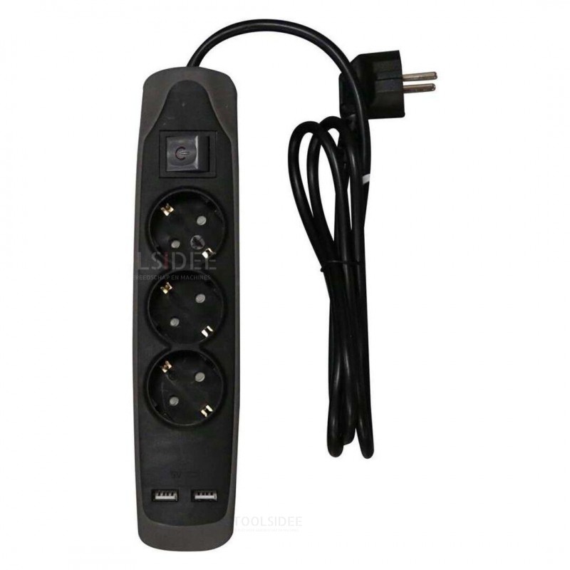 relectric 1.5 meter 3-way power strip with 2 x USB input