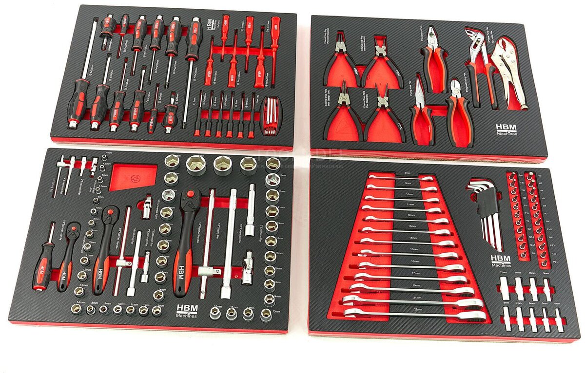 HBM 154 Piece Premium Filled Tool Trolley - RØD