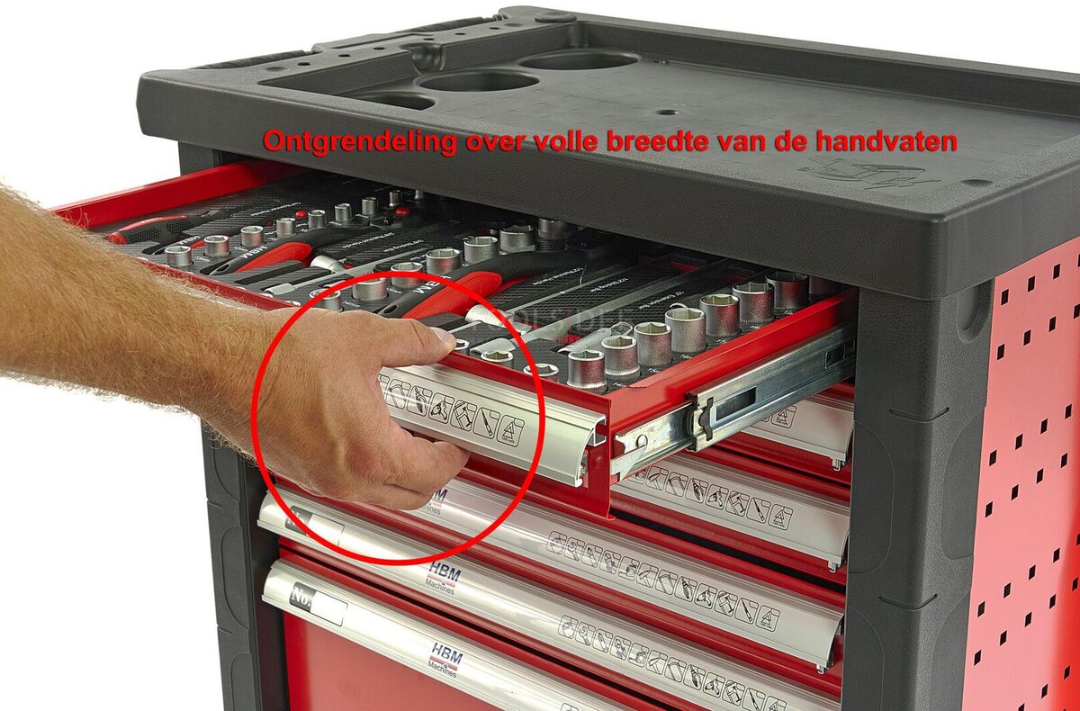 HBM 154 Piece Premium Filled Tool Trolley - RØD