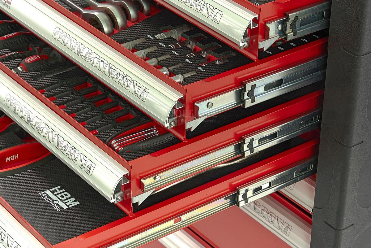 HBM 154 Piece Premium Filled Tool Trolley - RØD