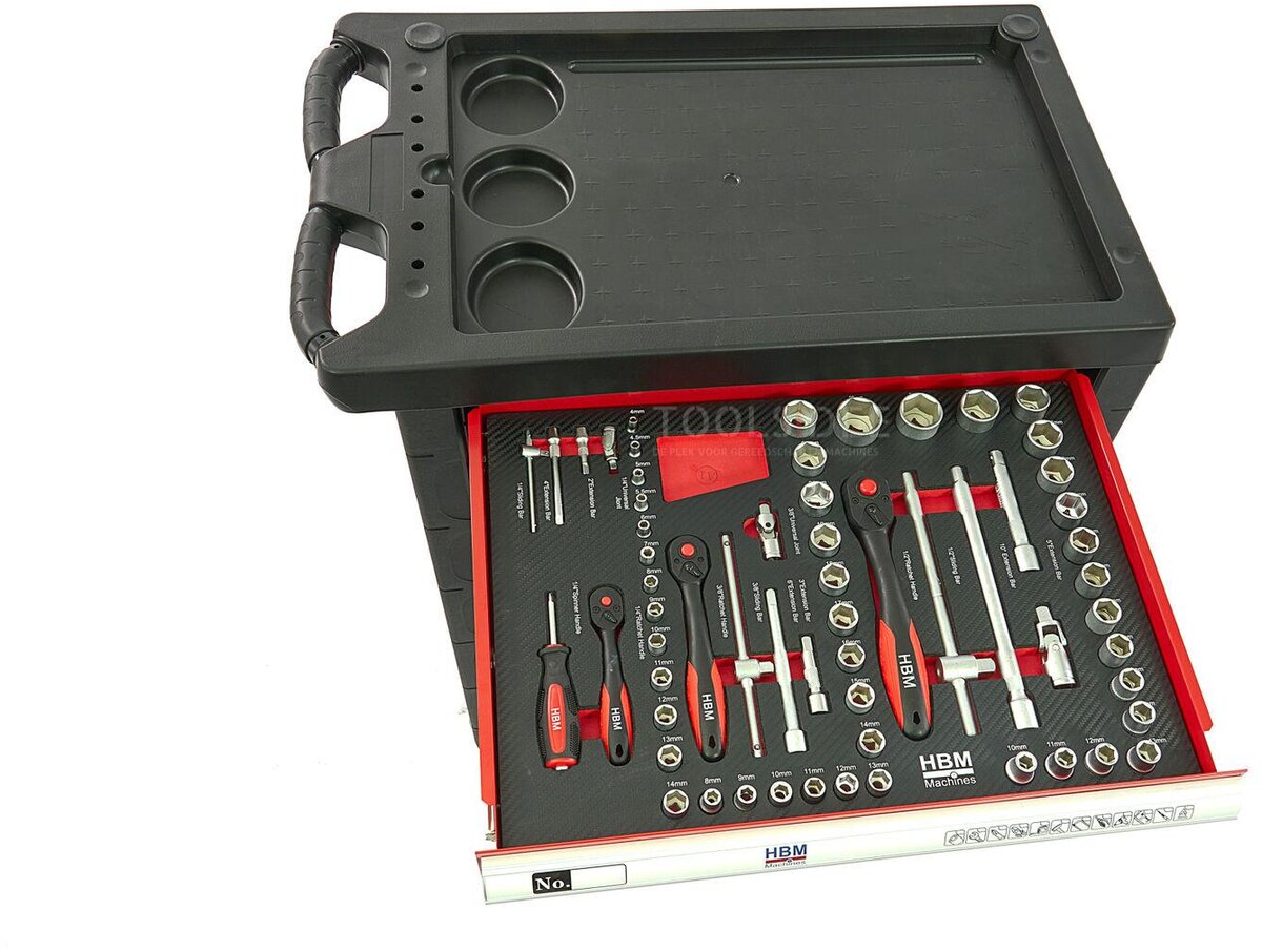 HBM 154 Piece Premium Filled Tool Trolley - RØD