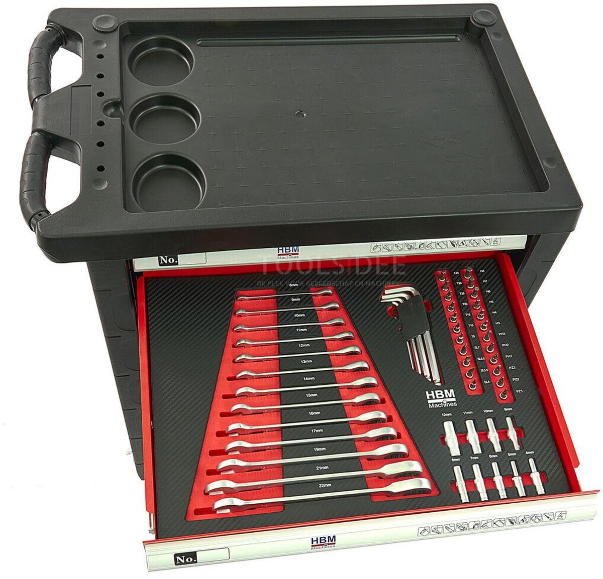 HBM 154 Piece Premium Filled Tool Trolley - RØD