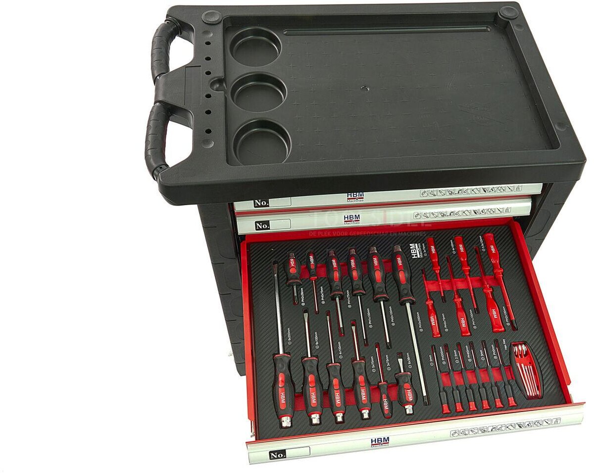 HBM 154 Piece Premium Filled Tool Trolley - RØD