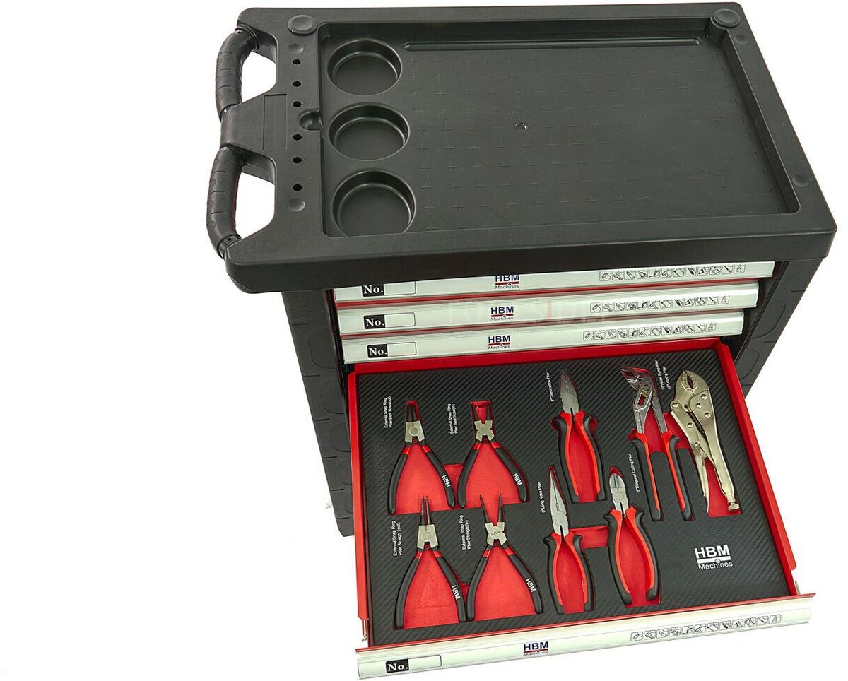 HBM 154 Piece Premium Filled Tool Trolley - RØD