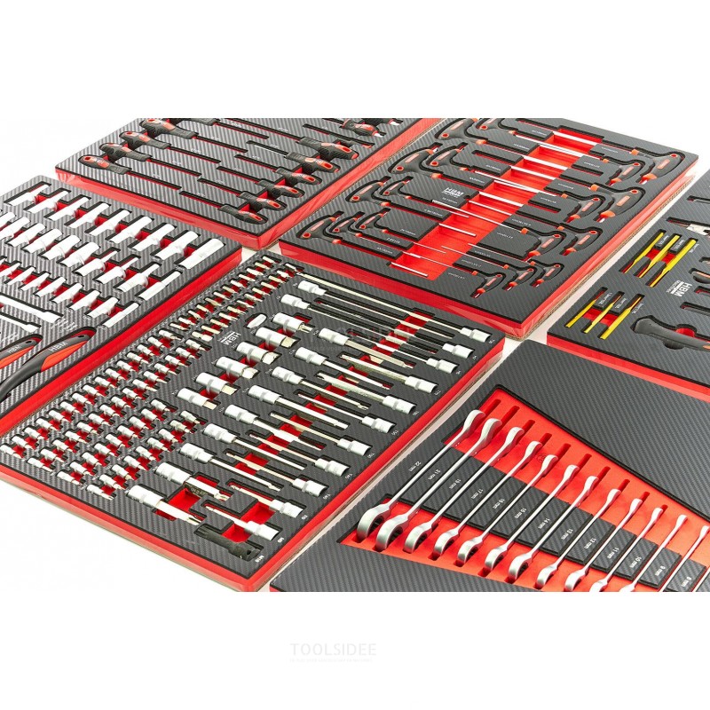 245-teilige Premium-Werkzeugfüllung für einen Werkzeugwagen von HBM (rot)