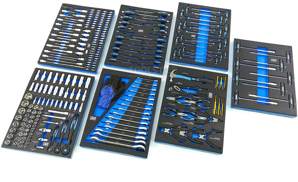 HBM 262 Piece Premiuw Tool Refill for Tool Trolley - BLÅ