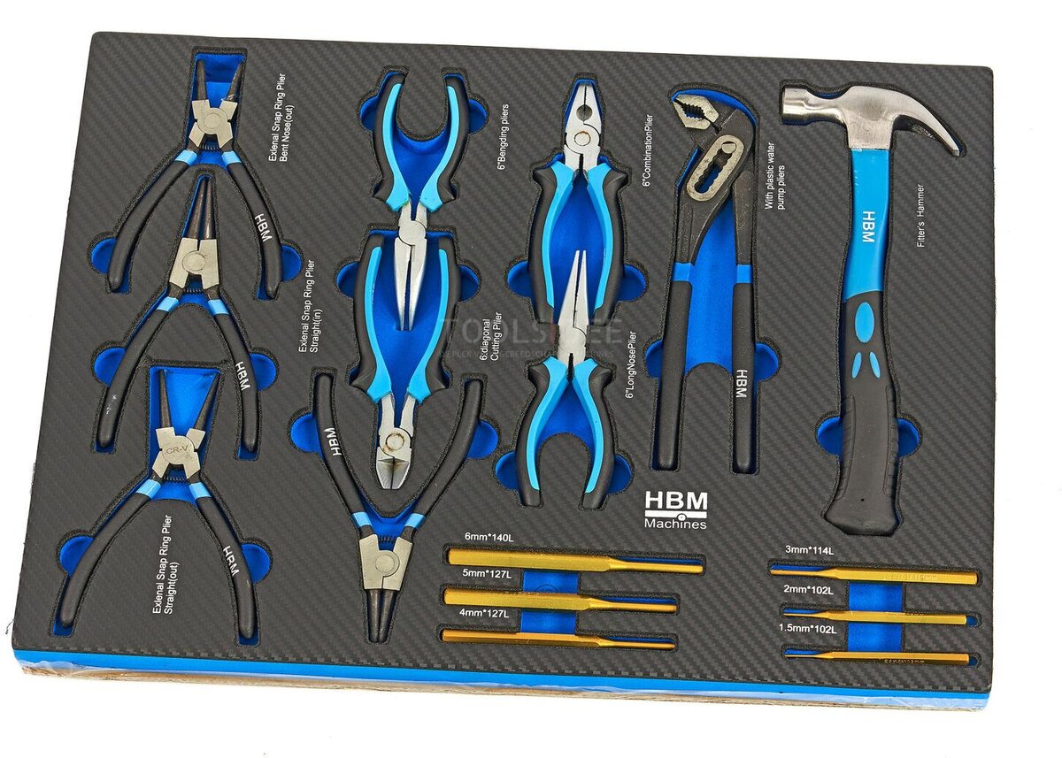 HBM 262 Piece Premiuw Tool Refill for Tool Trolley - BLÅ