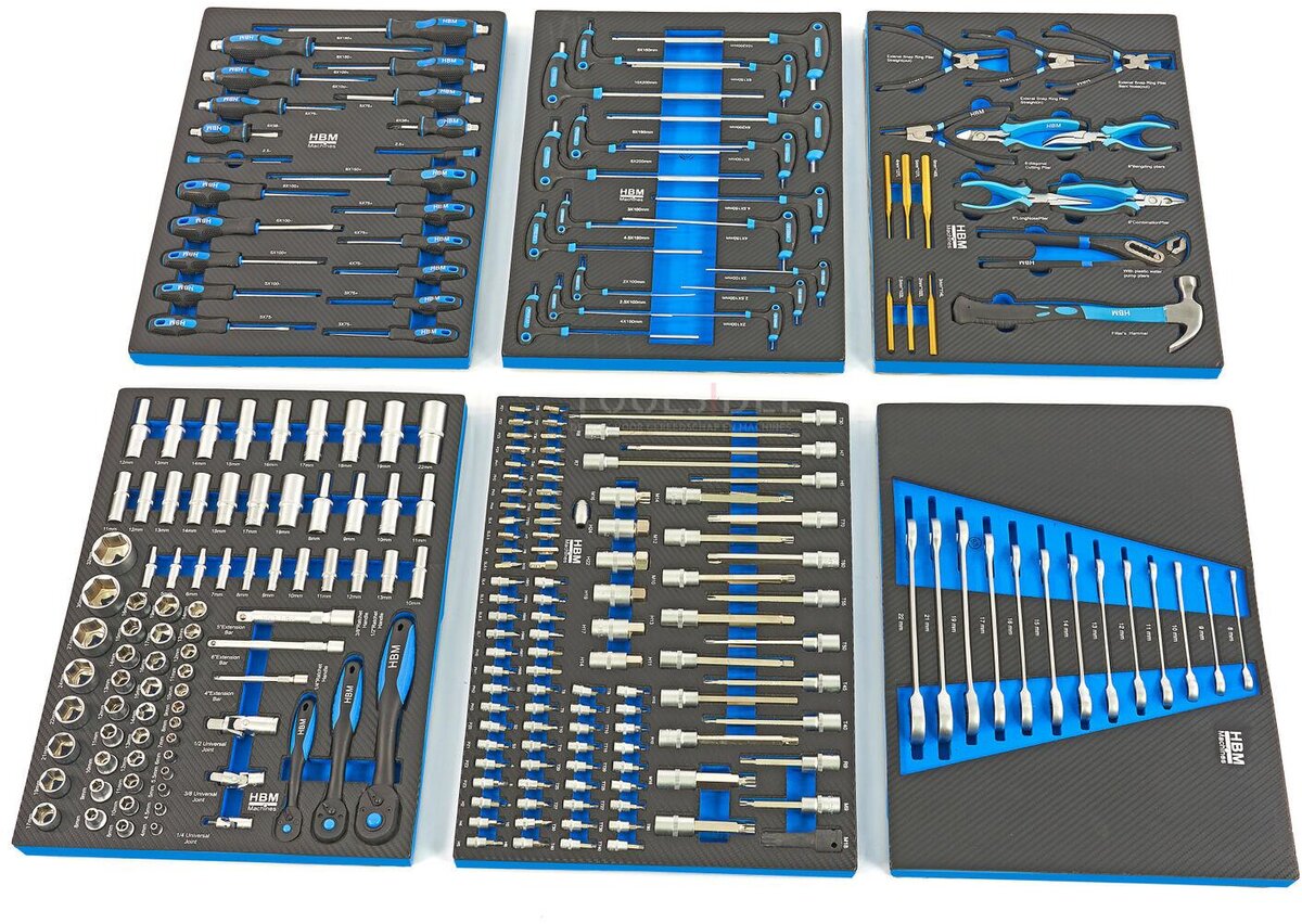 HBM 245 Piece Premiuw Tool Refill for Tool Trolley - BLÅ