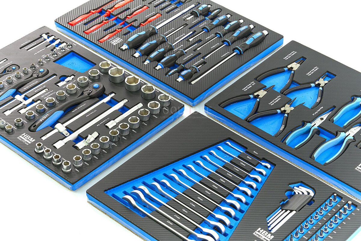 HBM 154 Piece Premium Tool Refill for Tool Trolley - BLÅ