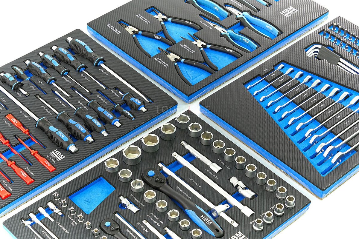 HBM 154 Piece Premium Tool Refill for Tool Trolley - BLÅ