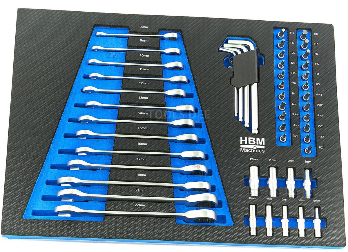 HBM 154 Piece Premium Tool Refill for Tool Trolley - BLÅ